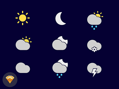 Weather Icons climate cloud design icons illustration interface sketch ui ux weather weather icons