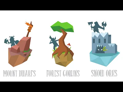 Fantasy Low Poly Creatures creatures design dwarf elf fantasy low poly art magic orc pirate vector