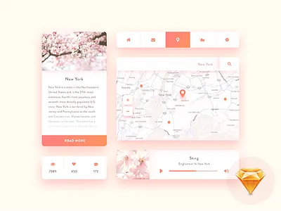 Mini UI kit 2 - free Sketch free freebie map menu navigation player profile sketch social source ui ui kit