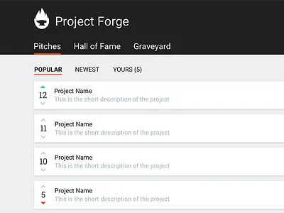 Project Forge flame forge idea material ui web