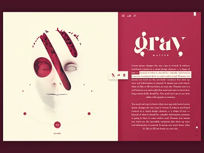 Greymatter book c4d editorial hero landingpage reader redesign render ui ux
