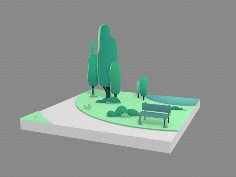3D park turn table. 3d animation c4d cinema 4d illustration park