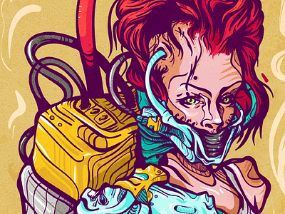 Spade, Queen Of Bandits bright character colourful desert illustrator ink red rusty texture vector vibrant woman