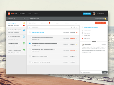 Task List View list pitch tasks ui web