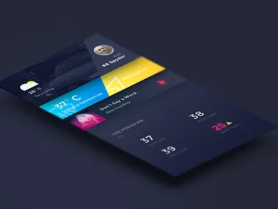 car helper - concept design car hepler card .music dark remotely control temperature