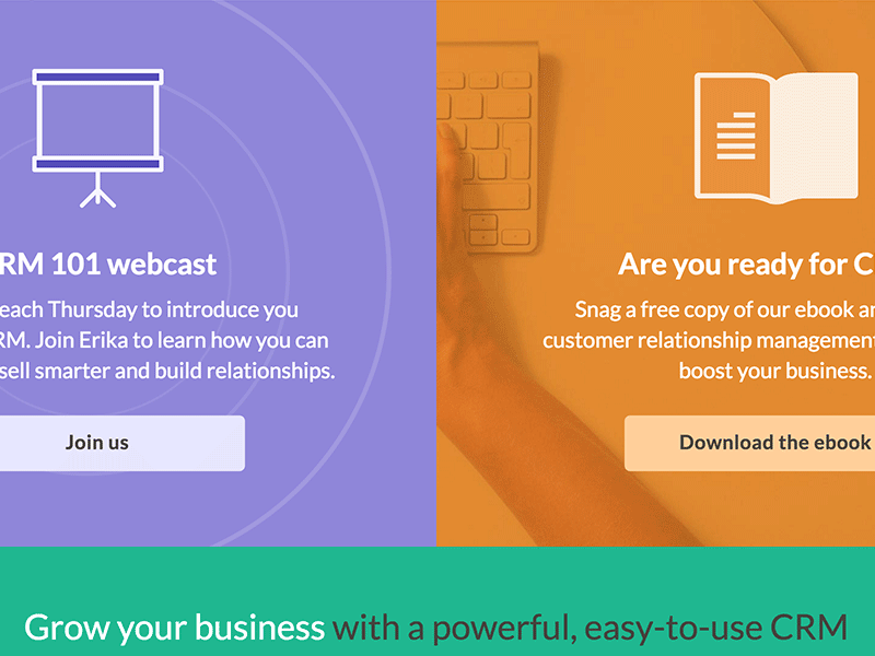 Nutshell Web Design 101 crm home page orange plum responsive webcast