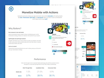 Publisher Sales Sheet apps button metrics mobile onepager partner partnership pitch sales sell stats
