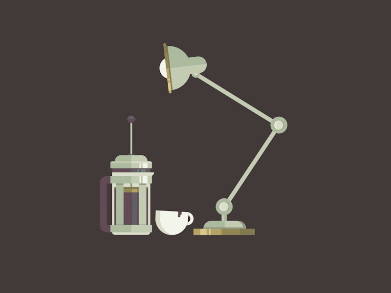 Lamp&Press 2d animation c4d coffee design flat illustration lamp press vector