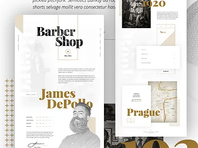 Concept No. 1 – Barber Shop barber shop bold concept gold grid homepage layout onepage parallax typography white