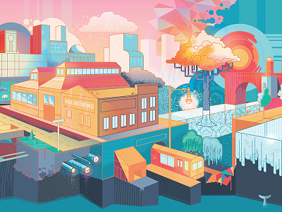 Mural (w/attachment) boston cambridge color mural pattern river texture weird