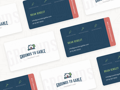 Grounds to Gable Business Cards branding building business cards design house identity line art logo print property care