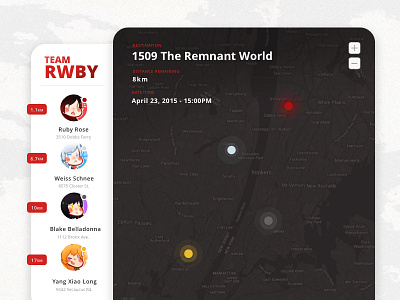 Daily UI 020 - Location Tracker 20 characters daily ui dark design location map minimal ruby rwby simple tracker