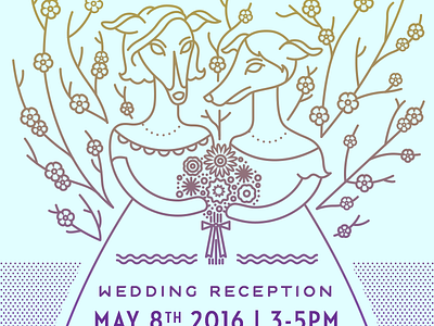 Wedding Invite deco flowers gay gradient greyhound linework love pastel wedding