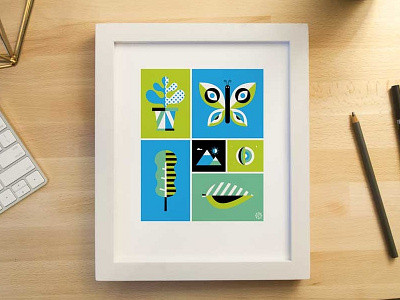 new personal work - happy green illustration midcentry scandinavian