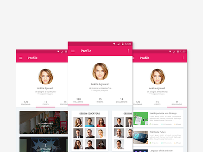 Concept for an Events App events material design mobile app
