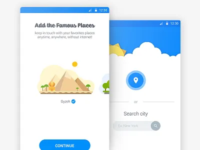 BeWeather layouts android app blue forecast list search walkthough weather