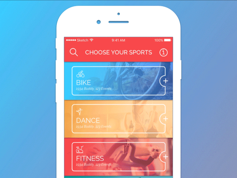 Category & Level Selection UI animation app category drag gif principle selection sports ui