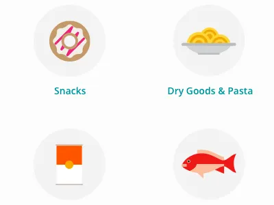 Grocery department icons can departments donut fish food grocery icons pasta seafood soup