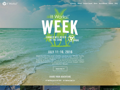 It Works! Week Event Site beach design event hero itinerary tintup web