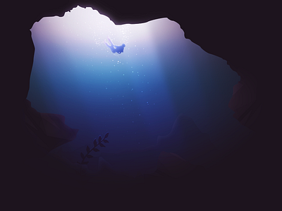 Deep sea blue deep dream illustration people rays sea stone