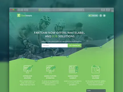 Promo page for Fanteam B2B solutions b2b cycling fantasy betting fanteam football graph hockey icons landing promo soccer sport