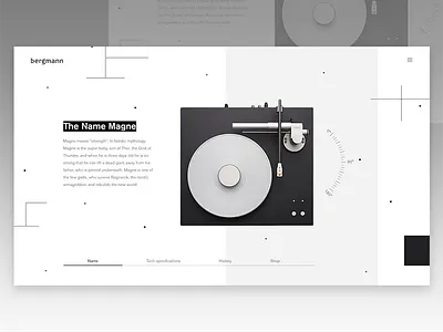 Magne Turntable landing electronic hardware homepage landing page music navigation perspective presentation slider turntable typography website