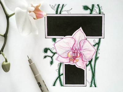 Letter T design flower handlettering lettering type typography