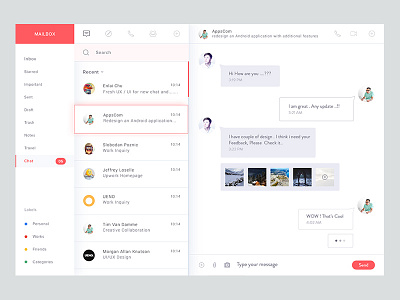 Web Message Interface app chat clean dashboard design desktop flat messaging minimal ui ux web