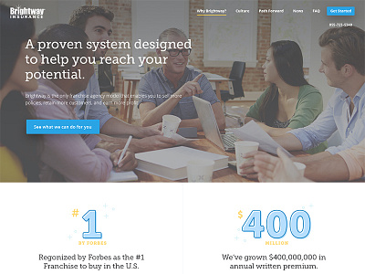 Brightway Difference Homepage franchise homepage insurance ui