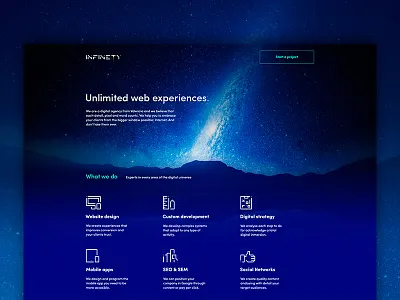 Infinety Portfolio agency case study grid icons infinety landing photoshop portfolio