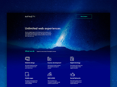 Infinety Portfolio agency case study grid icons infinety landing photoshop portfolio