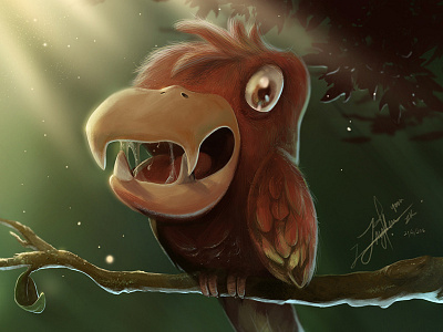 Remondo Bird 1 hour bird creature forest green jayden yoon jaydenart jaydenyoonzk monster red remondo tree
