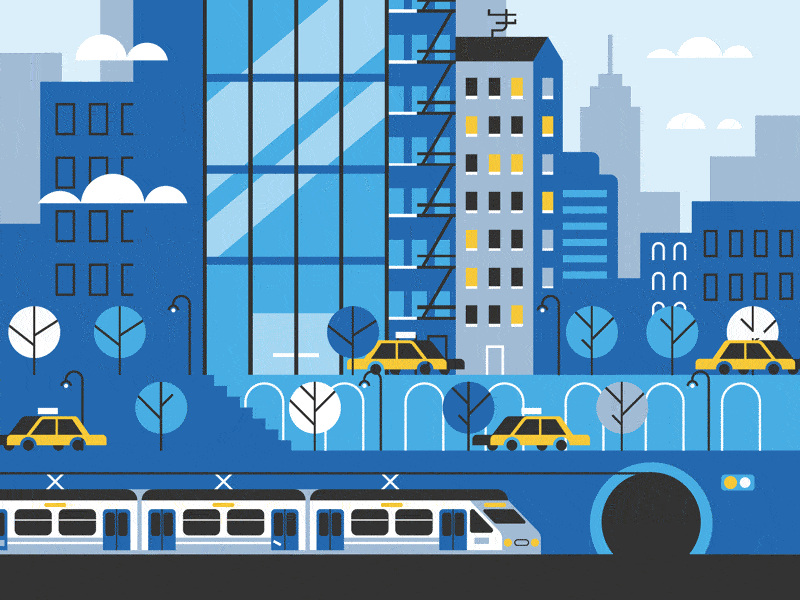 Micro City Jam 2d animation buildings city gif hypnotic jam landscape loop micro recent vector