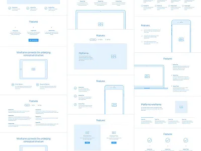 Features wireframes illustrator photoshop psd sketch ui kit web design website wireframe