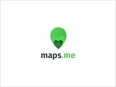 MAPS.ME design green like logo love m mapsme