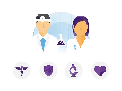 Clinical Trials caduceus characters clinical trials icons infographic lab medical microscope patient people texture treatment