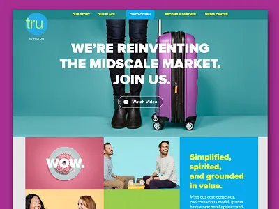 Tru by Hilton Homepage bright color grid hilton hospitality hotel photography