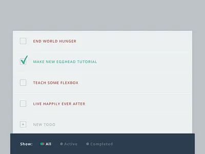 Redux TODO Reskinned checkmark codepen list todo