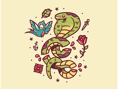 Sailor Jerry × Disney × Rogie art bird illustration sailor jerry snake tattoo