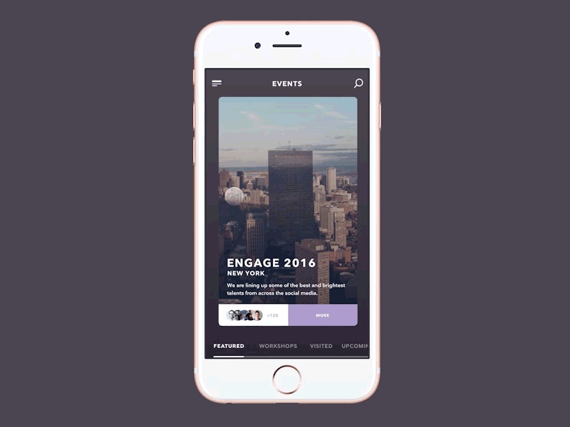Menu Interaction [Framer] app cards events framer interaction ios menu mobile socialbakers