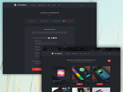 Ui Website checkout create account dark theme download gateway information master creationz payment paypal secure ui creationz ui8