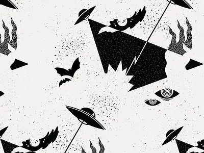 Horror pattern bats pattern scifi texture ufo vector