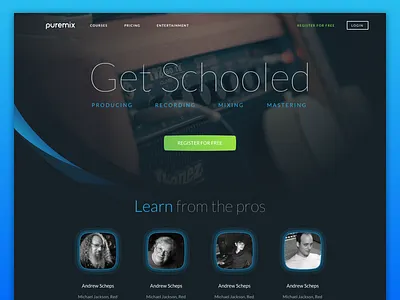 Puremix audio desktop landing landing page mastering page sound website