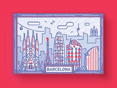 Barcelona character city enisaurus freelance greetings hire icon illustration london postcard skyline vector