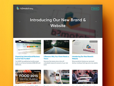 Event management & event networking blog by b2match! blog clean design homepage landing page layout minimal tiles ux website