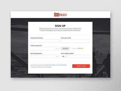 Red Folder Sign Up application saas web