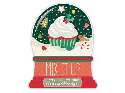 Central Market Holiday Signage christmas dessert holiday illustration snow globe