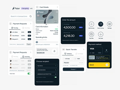 Paier Payments Money Transfer Dashboard banking dashboard debit card design fintech app icon inspiration money money transfer paier pay payments saas transactions typography ui ui design uiux ux ux design