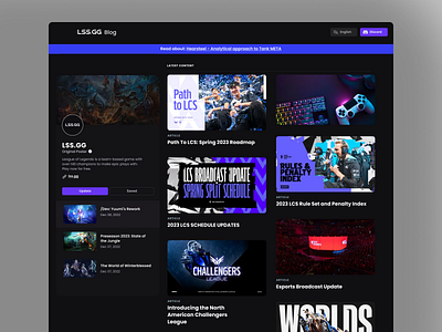 Blog that Enhances the LSS.GG Experience for Gamers articles blog blog design blog page clean esports gaming interactive design keyword modern news seo ui web development
