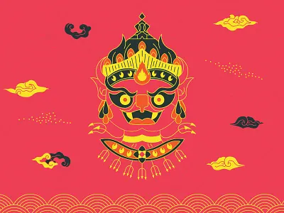 God of Tacos asian buddha buddhist clouds fire god taco thai thailand